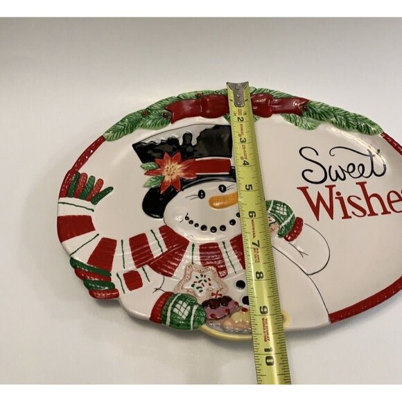 Fitz Floyd Platter Sweet Wishes Christmas Holiday Snowman Scarf Top Hat Cookies - Picture 7 of 8
